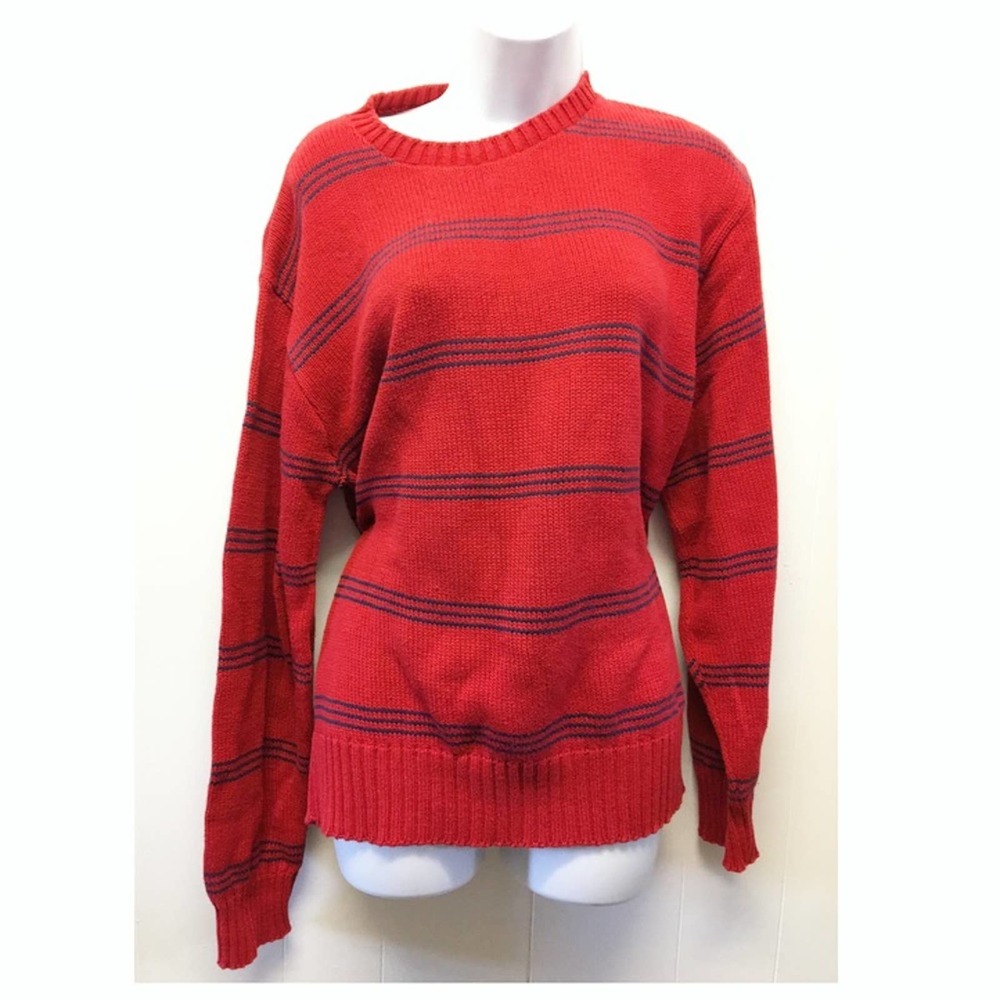 Winter Harbor | Vtg Oversized Knit Sweater Red •